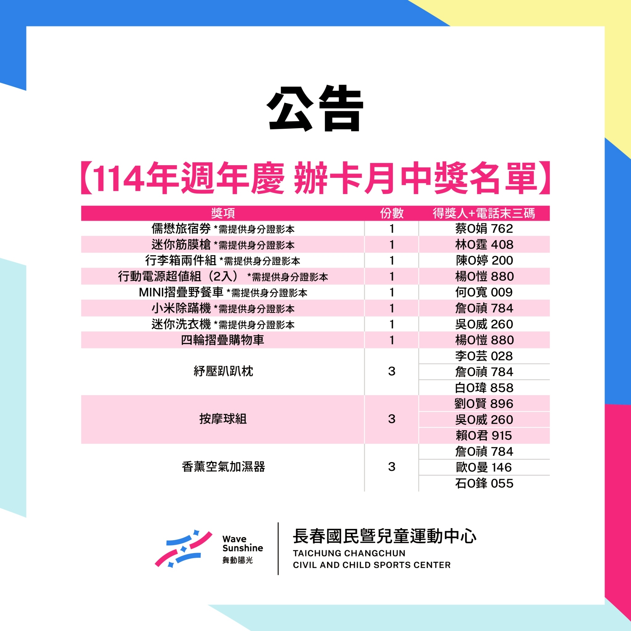 最新消息縮圖（詳細說明請點選下方連結至最新消息內容頁）@長春國民運動中心
